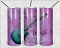 Acoustic Guitar Purple Turquoise Personalized 20 oz skinny Tumbler