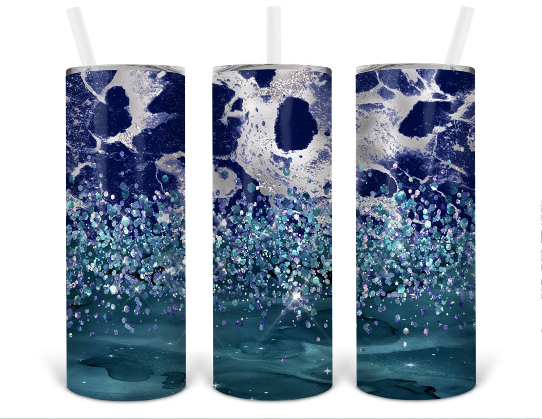 Marble Blue Personalized 20 oz skinny Tumbler