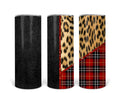 Red plaid, black, and animal print Personalized 20 oz skinny Tumbler
