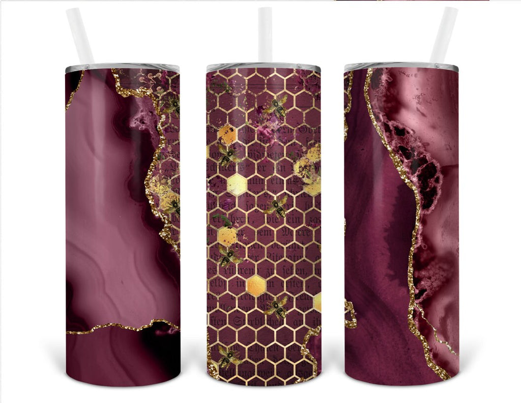 Personalized Ruby Bee Skinny Tumbler | Floral Stainless Steel Tumbler