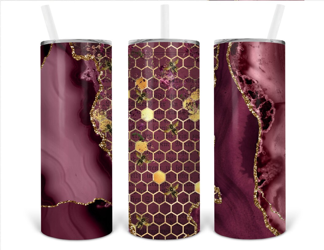 Personalized Ruby Bee Skinny Tumbler | Floral Stainless Steel Tumbler