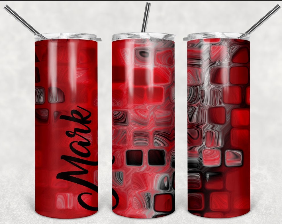 Red and Black 2 Personalized 20 oz skinny Tumbler