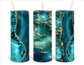 Blue and Gold Marbled Agate Personalized 20 oz skinny Tumbler