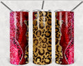 Red and Cheetah Marbled Agate Personalized 20 oz skinny Tumbler