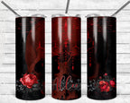 Red and Black Vampy Skull Personalized 20 oz skinny Tumbler