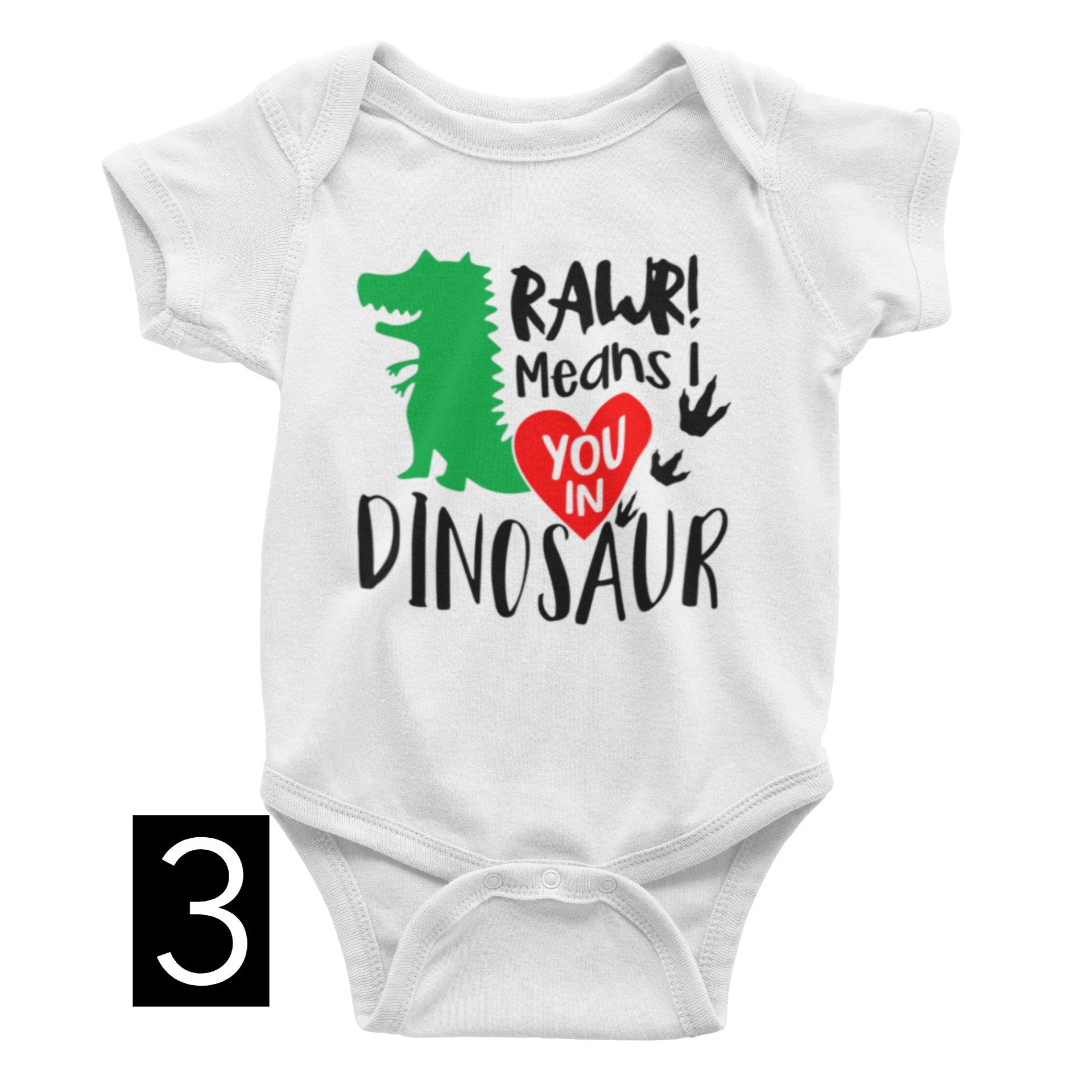 Dinosaur "Rawr Means I Love You" Gerber Onesie Bodysuit
