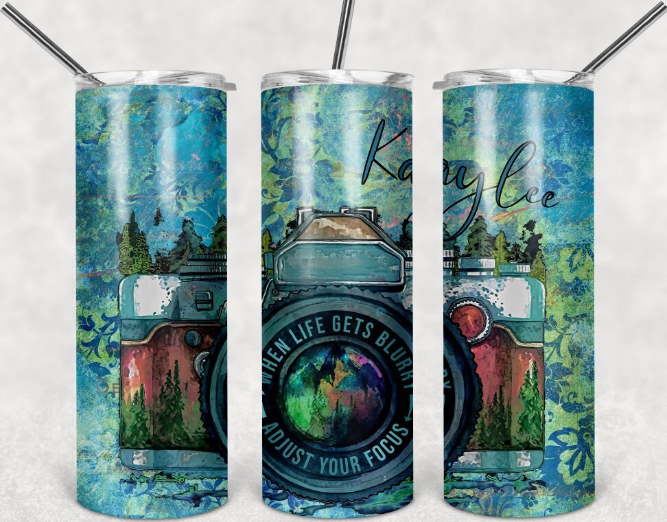 When Life Gets Blurry, Adjust your focus Personalized 20 oz skinny Tumbler