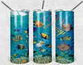 Fish in the Sea Aqua Blue Personalized 20 oz skinny Tumbler
