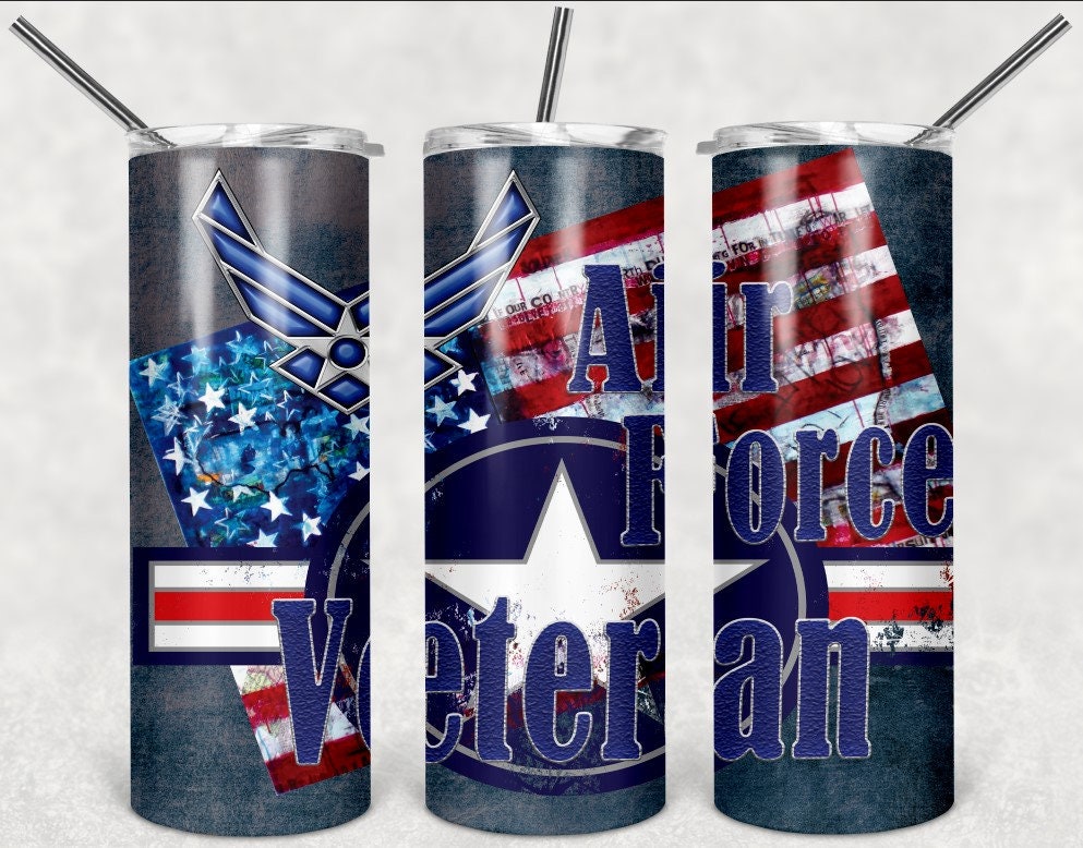 Air Force Veteran Personalized 20 oz skinny Tumbler