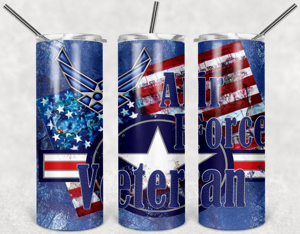 Air Force Veteran Personalized 20 oz skinny Tumbler