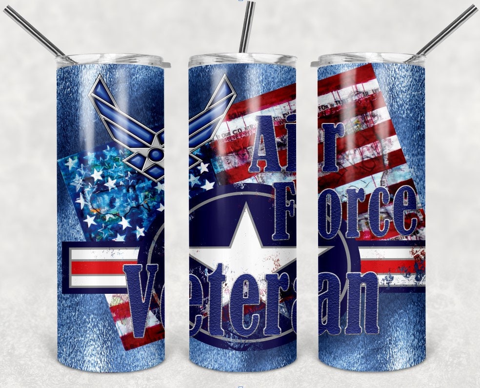Air Force Veteran Personalized 20 oz skinny Tumbler
