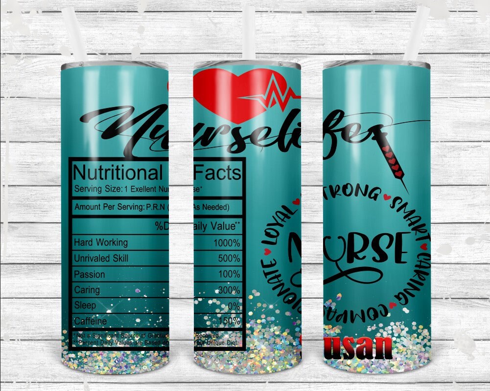 Nurse Life Aqua Blue Personalized 20 oz skinny Tumbler