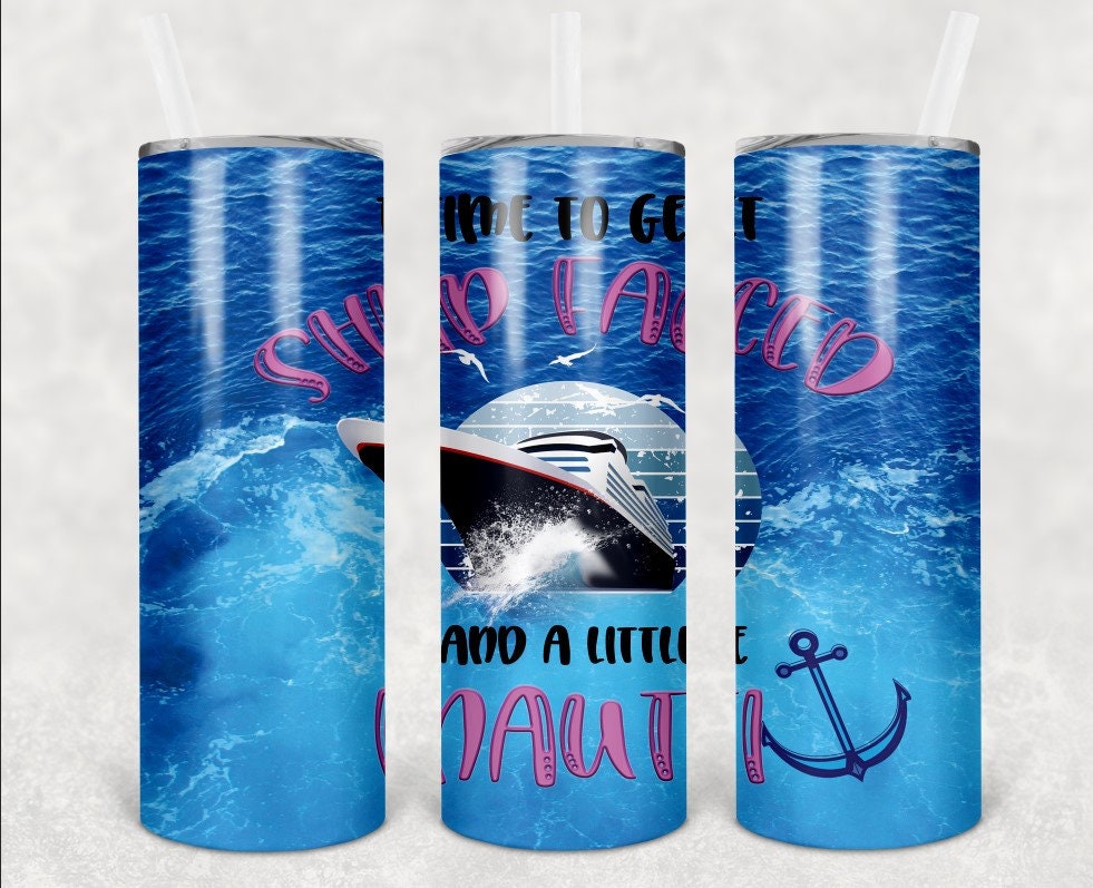 Aqua Blue Cruise Ship Tumbler, Personalized Nautical Gift
