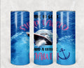 Aqua Blue Cruise Ship Tumbler, Personalized Nautical Gift
