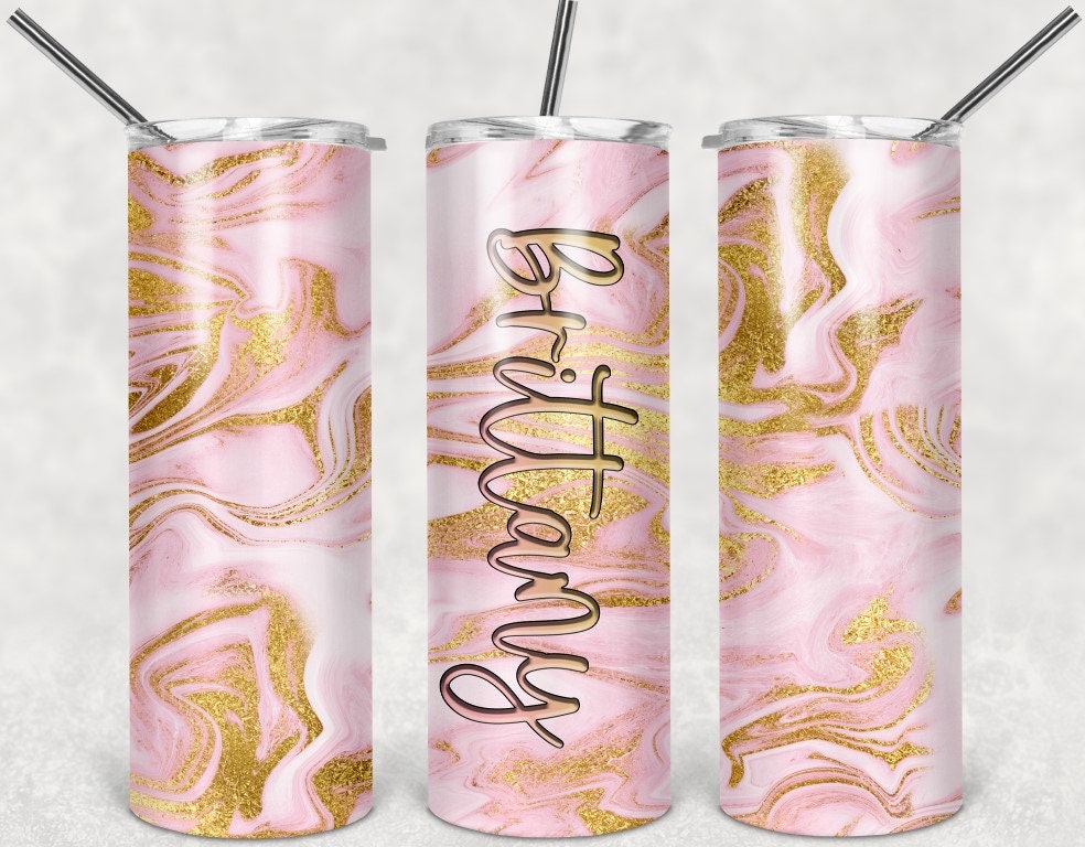 Pink and Gold stainless steel skinny Tumbler