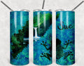 Waterfall frog Blue and Green Personalized 20 oz skinny Tumbler