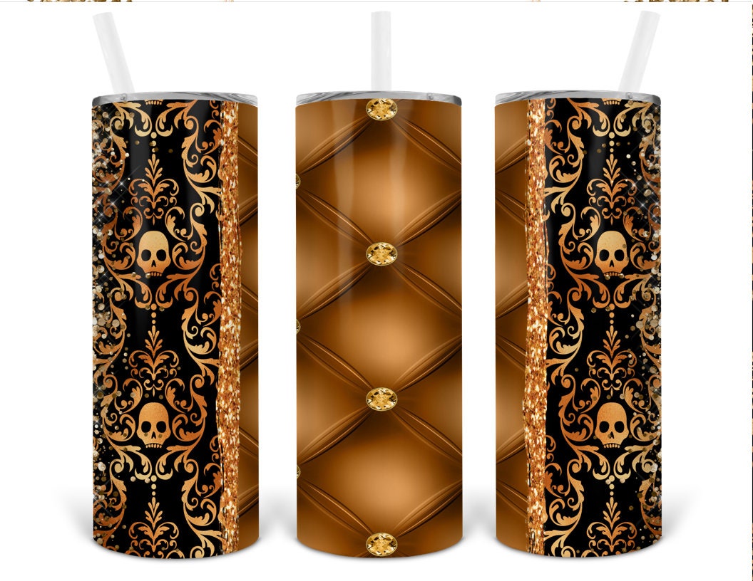 Black and Gold Jacked Spellbound Personalized 20 oz skinny Tumbler