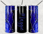 Black and Blue Crystal Agate Personalized 20 oz skinny Tumbler