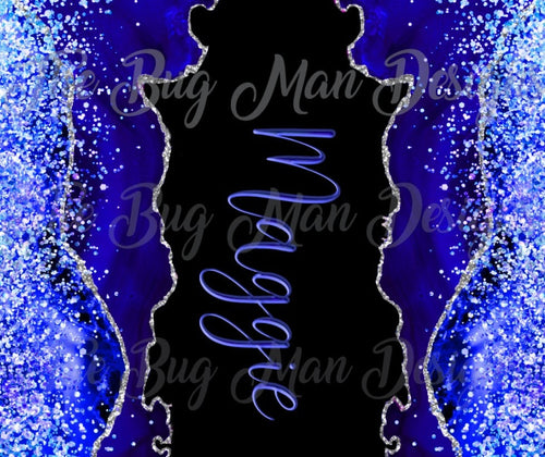 Black and Blue Crystal Agate Personalized 20 oz skinny Tumbler