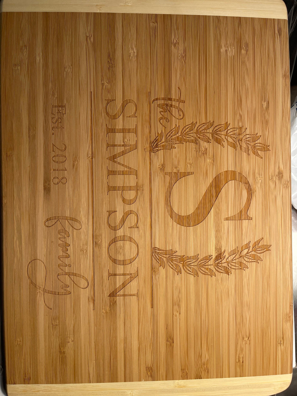 Personalized Laser Engraved Bamboo Cutting Board