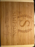 Personalized Laser Engraved Bamboo Cutting Board