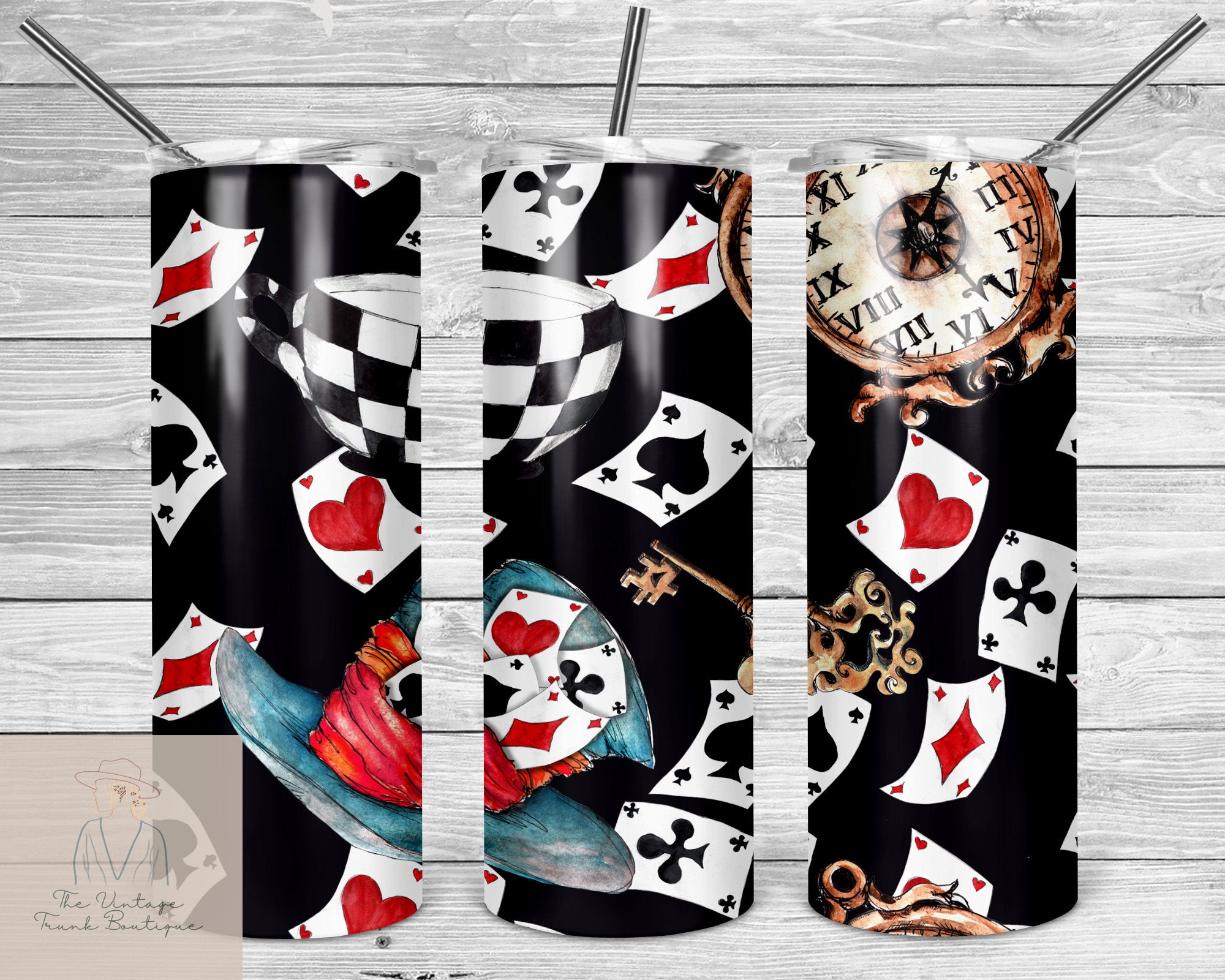 Alice in Wonderland Personalized 20 oz skinny Tumbler