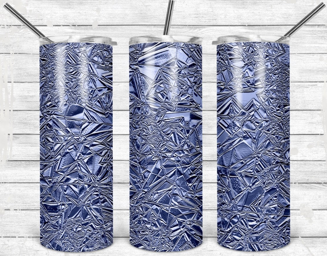 Blue Crushed Metal Personalized 20 oz skinny Tumbler