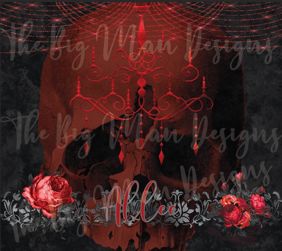 Red and Black Vampy Skull Personalized 20 oz skinny Tumbler