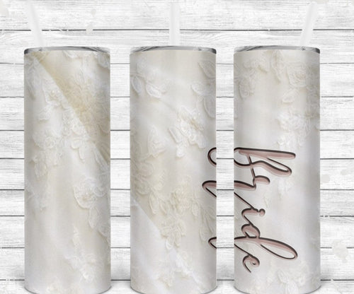 Bride and bridal party champagne skinny tumbler