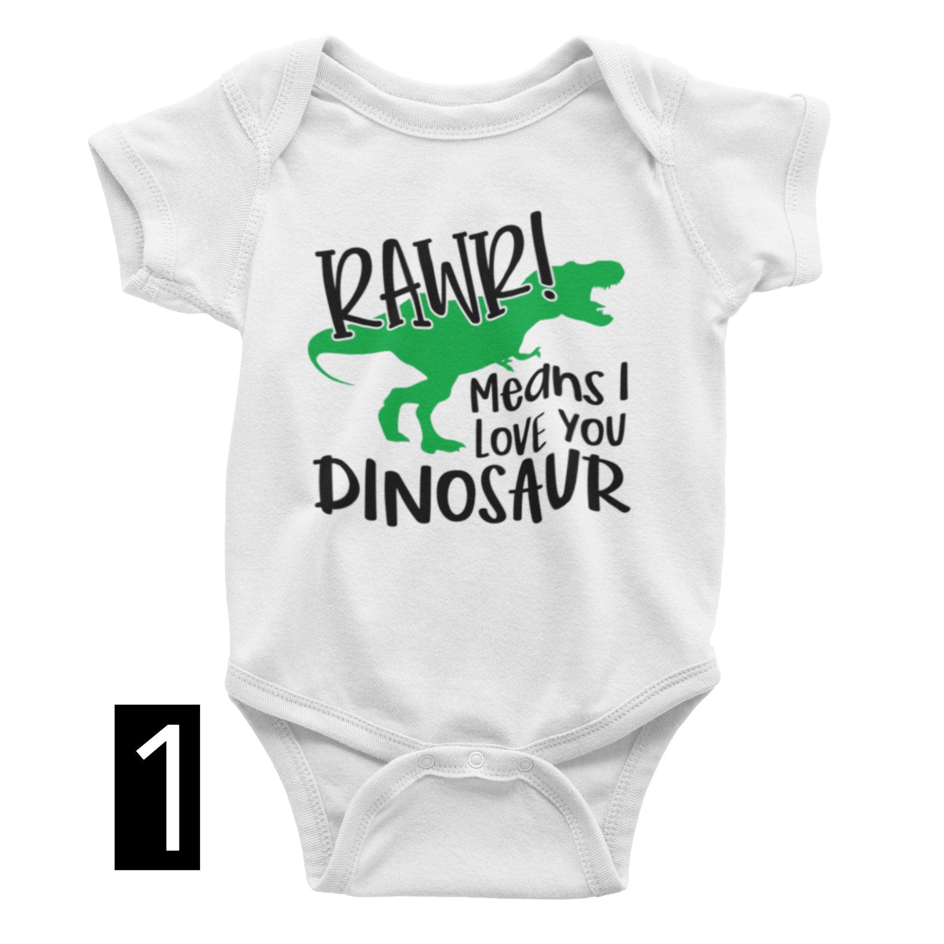 Dinosaur "Rawr Means I Love You" Gerber Onesie Bodysuit