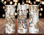 Cow Print Tumbler, State Pride Skinny Tumbler, Rodeo Lover Gift