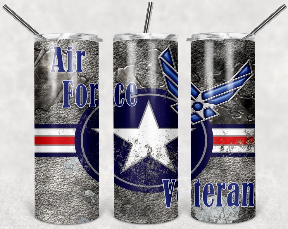 Air Force Veteran Personalized 20 oz skinny Tumbler