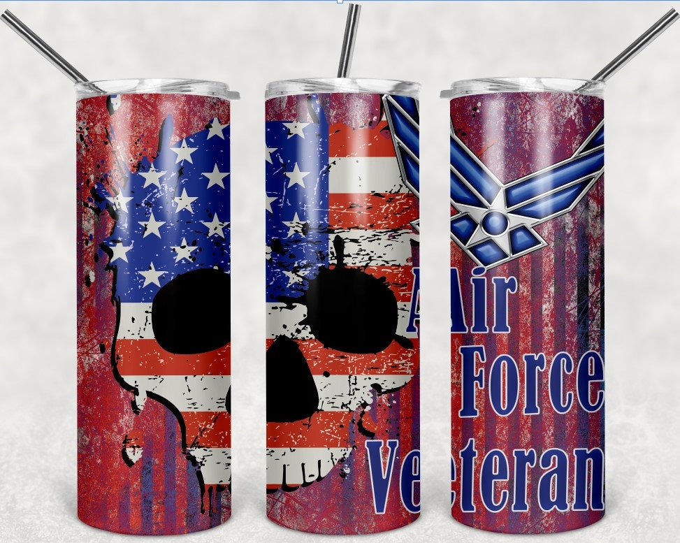 Air Force Veteran Personalized 20 oz skinny Tumbler