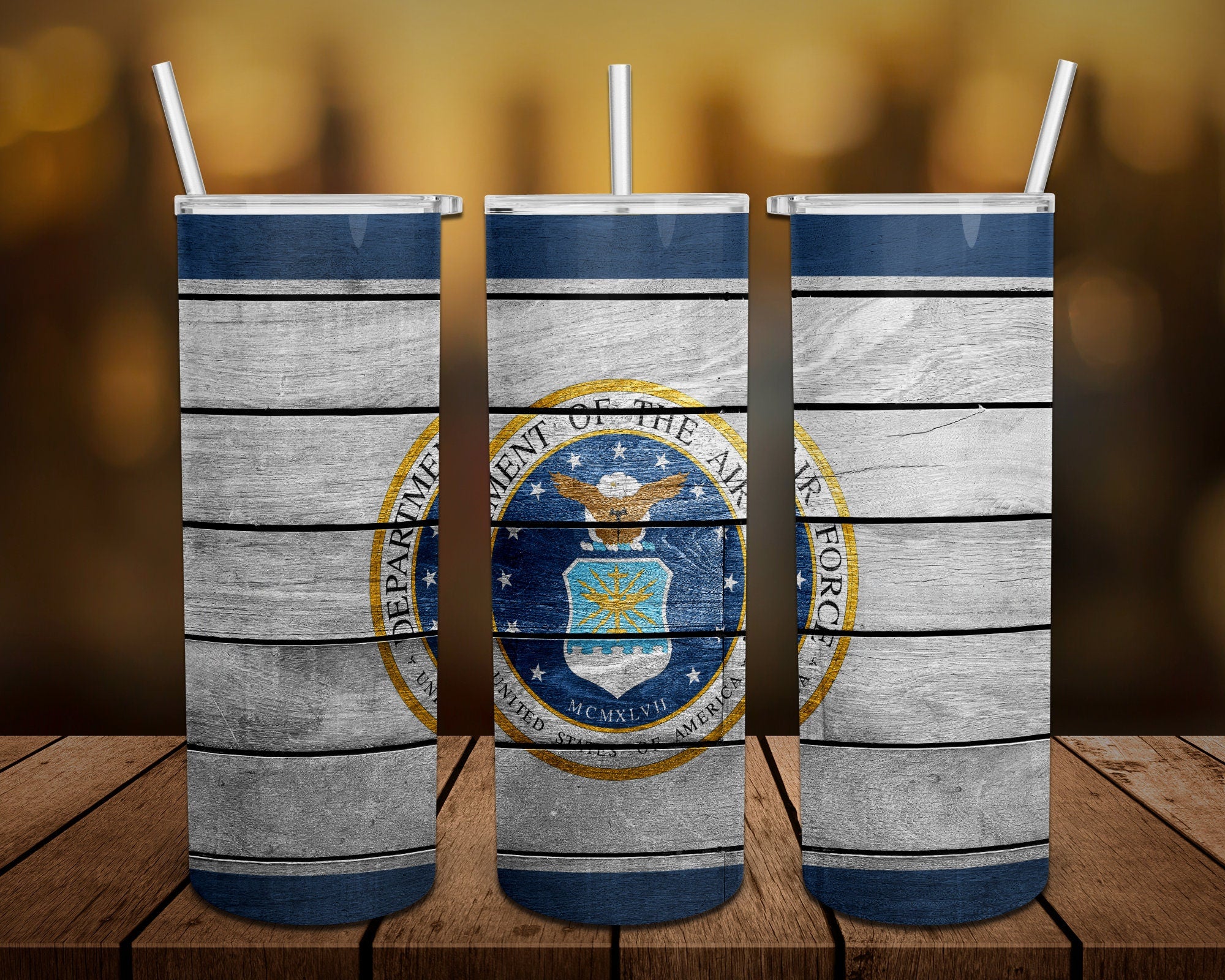 Army, Navy, Air Force, Marines Military Personalized 20 oz skinny Tumbler