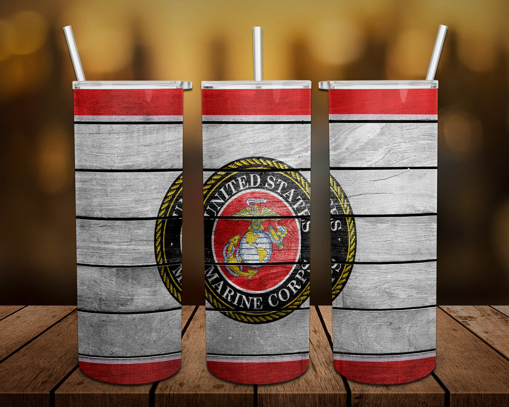 Army, Navy, Air Force, Marines Military Personalized 20 oz skinny Tumbler