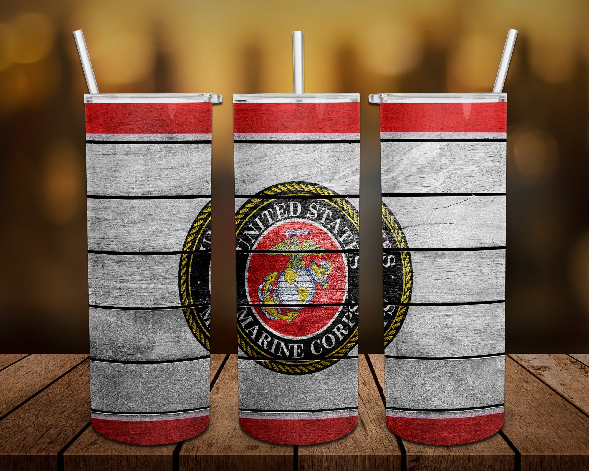 Army, Navy, Air Force, Marines Military Personalized 20 oz skinny Tumbler