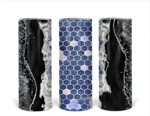 Blue Bee Comb Wrap 20 oz skinny Tumbler