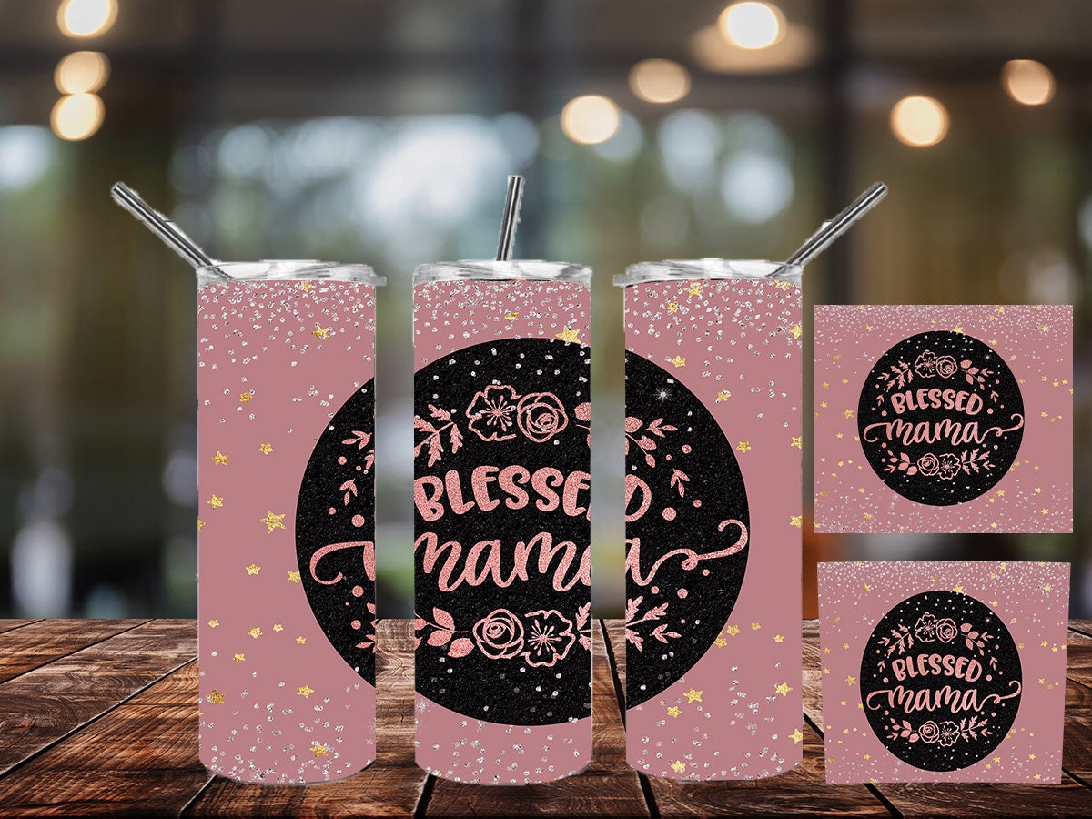 Blessed Mama Personalized 20 oz skinny Tumbler