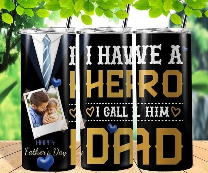 Father's Day Photo Personalized 20 oz skinny Tumbler