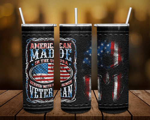 American Made Veteran Personalized 20 oz skinny Tumbler
