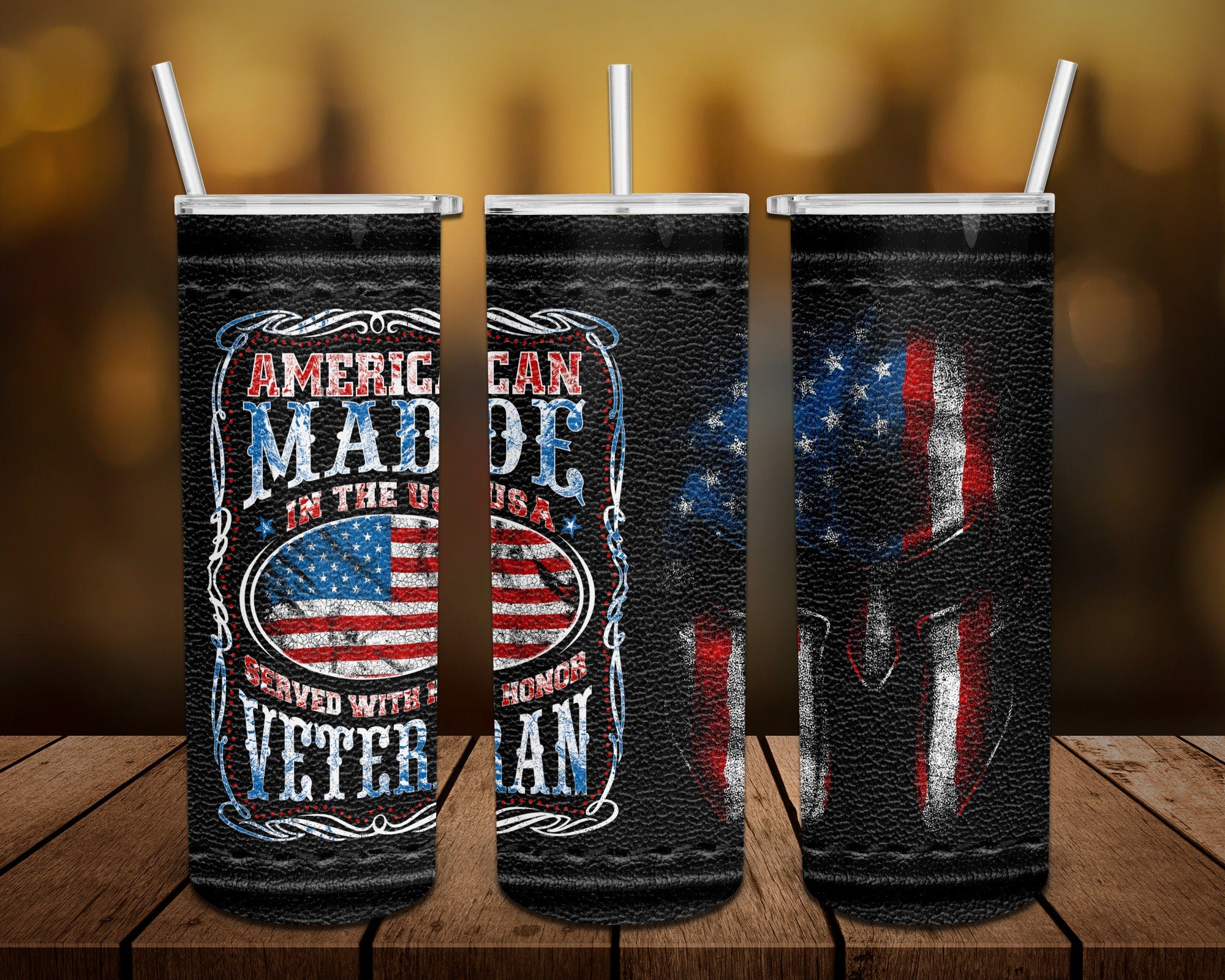 American Made Veteran Personalized 20 oz skinny Tumbler