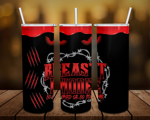 Beast Mode Black Personalized 20 oz skinny Tumbler