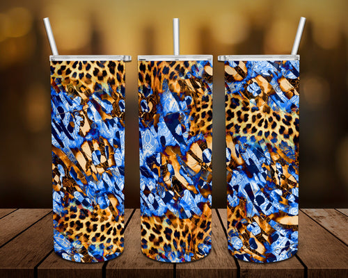 Colorful Blue Abstract Animal print Personalized 20 oz skinny Tumbler