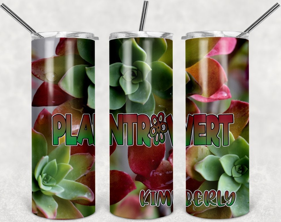 Plantovert Succulent Personalized 20 oz skinny Tumbler