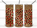 Red and Gold Leopard Animal Print Personalized 20 oz skinny Tumbler