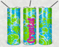 Blue and green Summer Fun Personalized 20 oz skinny Tumbler