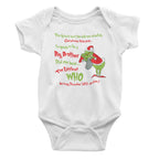 Big Brother Announcement Baby Bodysuit | Grinch-Themed Pregnancy Reveal Onesie 
Surprise the world with a festive and fun pregnancy announcement! This adorable "Going to Be a Big Brother" baby bodysuit features a playful Grinch-inspired design, perfect for holiday-themed pregnancy reveals, family photos, or a special way to share your exciting news!