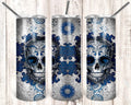 Blue Sugar Skull Personalized 20 oz skinny Tumbler