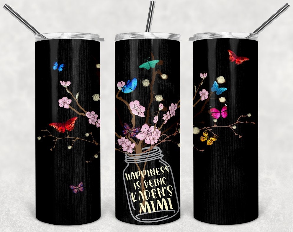 Happiness is being a Mimi/Grandma Personalized 20 oz skinny Tumbler
