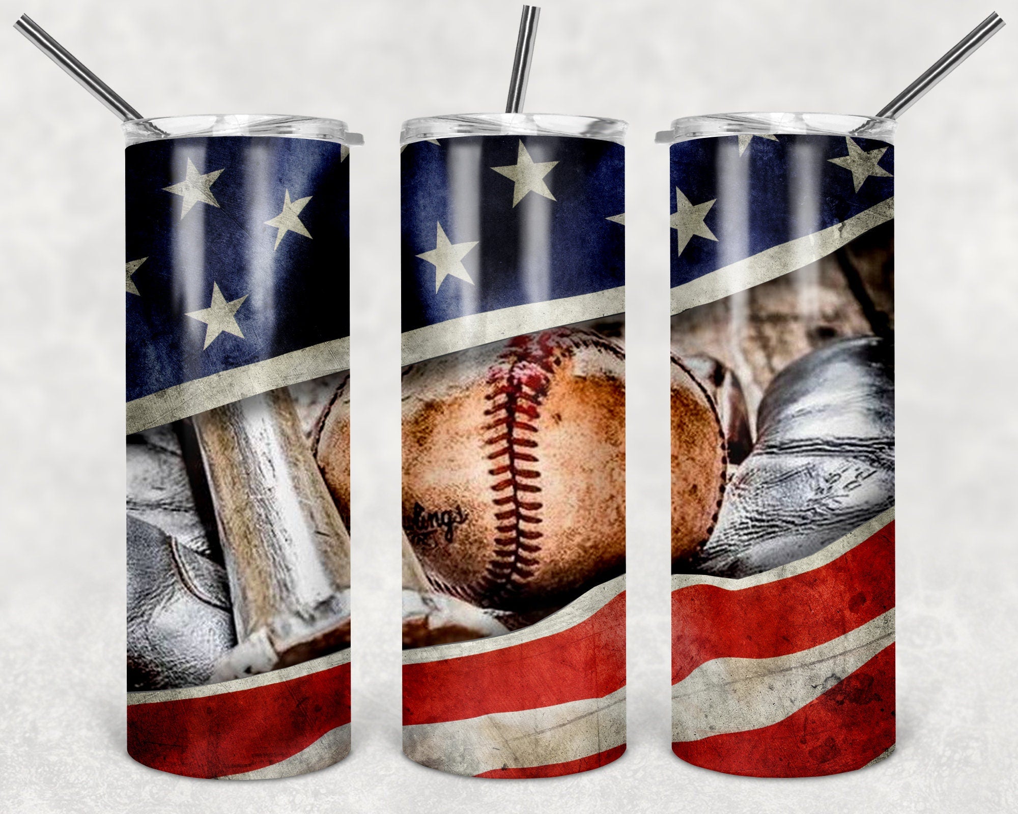 American Baseball Personalized 20 oz skinny Tumbler